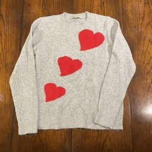 Loft Petite Heart Sweatshirt Women's Size Medium Gray